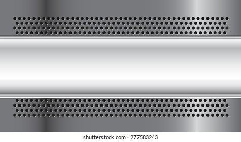 Vector illustration of perforated technology background with banner