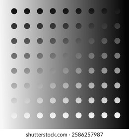 vector illustration of perforated zinc, polka dots, black and white gradient, iron fence. 