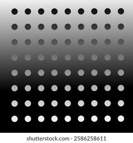 vector illustration of perforated zinc, polka dots, black and white gradient, iron fence. 