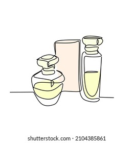 Vector illustration of perfume bottles. Line art