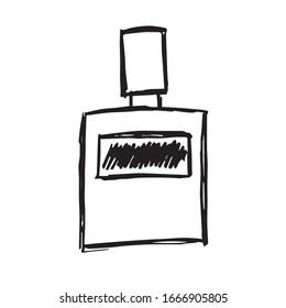 Vector Illustration of Perfume Cosmetics Product Icon on Isolated Background. Use This Hand Drawing or Sketch Icon For Graphic Design, Poster, Shirt Design and More.