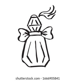 Ilustración vectorial del icono del producto Cosméticos Perfume en fondo aislado. Utilice este icono de dibujo manual o esbozo para diseño gráfico, póster, diseño de Pantalones y mucho más.
