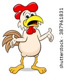 vector illustration of a perplexed cartoon chicken