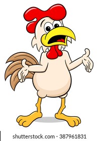 vector illustration of a perplexed cartoon chicken