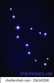 Vector illustration of Perseus constellation in blue 