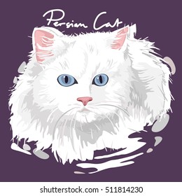 A vector illustration of Persian Cat Painting Poster