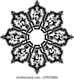 Vector illustration of persian circle ornament. Stencil for decor.