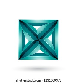 Ilustración vectorial de la cuadratura 3d con relieve geométrico persa y de la forma triangular X aislada en un fondo blanco
