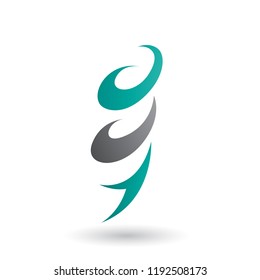Vector Illustration of Persian Green Abstract Wind and Twister Shape isolated on a White Background
