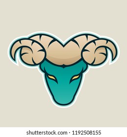Vector Illustration of Persian Green Aries or Ram Cartoon Icon isolated on a White Background