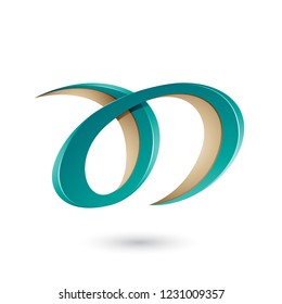 Vector Illustration of Persian Green and Beige Curvy Letter A and D isolated on a White Background