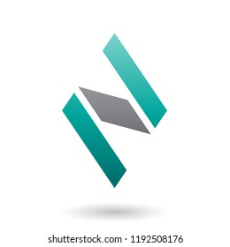 Vector Illustration of Persian Green and Black Diamond Shaped Letter N isolated on a White Background