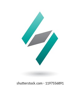 Vector Illustration of Persian Green and Black Diamond Shaped Letter S isolated on a White Background
