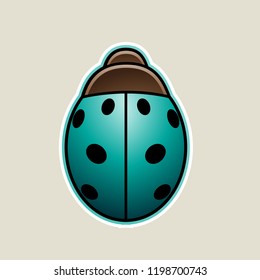 Vector Illustration of Persian Green Cartoon Ladybug Icon isolated on a White Background
