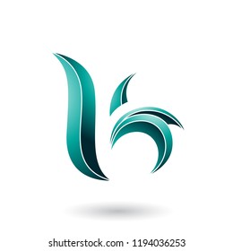 Vector Illustration of Persian Green Striped Leaf Shaped Letter B or K isolated on a White Background