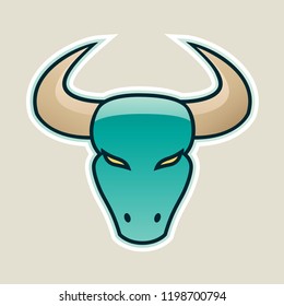 Vector Illustration of Persian Green Strong Bull Icon isolated on a White Background