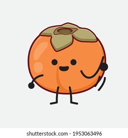 Vector Illustration of Persimmon Character with cute face, simple hands and leg line art on Isolated Background. Flat cartoon doodle style.