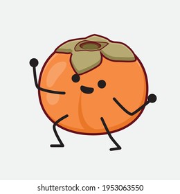 Ilustración vectorial del personaje de Persimmon con cara linda, manos simples y líneas de piernas en fondo aislado. Estilo de dibujo animado plano.