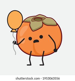 Ilustración vectorial del personaje de Persimmon con cara linda, manos simples y líneas de piernas en fondo aislado. Estilo de dibujo animado plano.