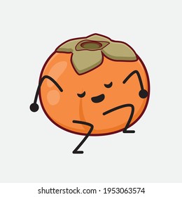 Ilustración vectorial del personaje de Persimmon con cara linda, manos simples y líneas de piernas en fondo aislado. Estilo de dibujo animado plano.