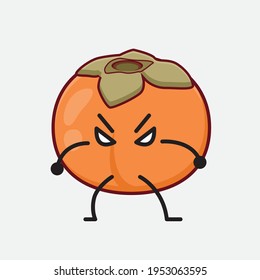 Ilustración vectorial del personaje de Persimmon con cara linda, manos simples y líneas de piernas en fondo aislado. Estilo de dibujo animado plano.