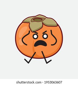Vector Illustration of Persimmon Character with cute face, simple hands and leg line art on Isolated Background. Flat cartoon doodle style.