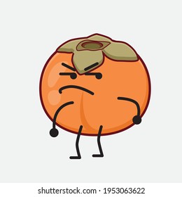 Ilustración vectorial del personaje de Persimmon con cara linda, manos simples y líneas de piernas en fondo aislado. Estilo de dibujo animado plano.