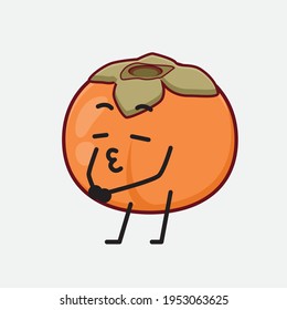Vector Illustration of Persimmon Character with cute face, simple hands and leg line art on Isolated Background. Flat cartoon doodle style.
