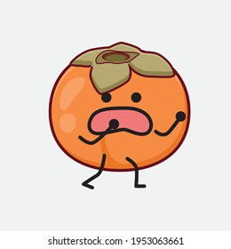 Ilustración vectorial del personaje de Persimmon con cara linda, manos simples y líneas de piernas en fondo aislado. Estilo de dibujo animado plano.