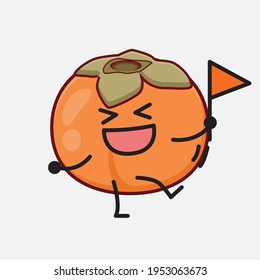 Ilustración vectorial del personaje de Persimmon con cara linda, manos simples y líneas de piernas en fondo aislado. Estilo de dibujo animado plano.