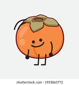 Vector Illustration of Persimmon Character with cute face, simple hands and leg line art on Isolated Background. Flat cartoon doodle style.