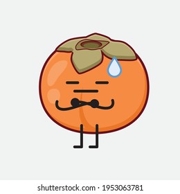 Vector Illustration of Persimmon Character with cute face, simple hands and leg line art on Isolated Background. Flat cartoon doodle style.