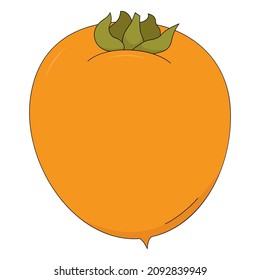 Vector illustration of persimmon. Fruit in cartoon style. Citrus isolated on white background