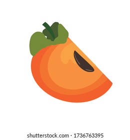 Vector Illustration mit Persimmonobst, Illustration mit einem kleinen Persimmon isoliert auf einem weißen Hintergrund, helle Farben, exotische Früchte