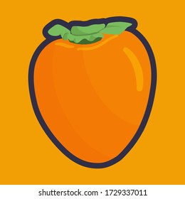 Ilustración del vector: persimmon sobre un fondo naranja.