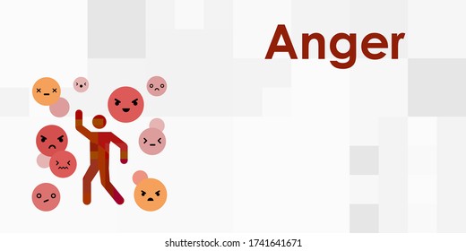 vector illustration of person with anger emotion expression body pose and emoji 