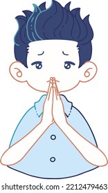 Vector Illustration Of A Person Apologizing With Hands Together