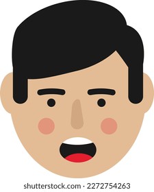 Vector illustration of person with astonished face. Scare, terrified person. Screaming person.