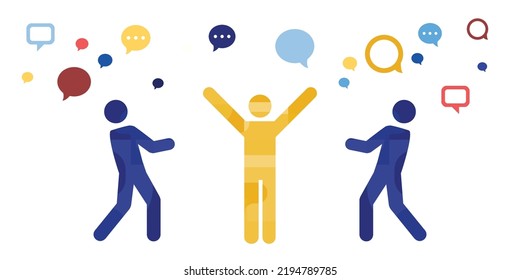 vector illustration of person being praised and honored by other people famous and leading