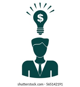 Vector Illustration of Person and bulb symbol with dollar symbol Icon above head in Green
