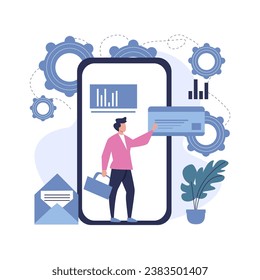 vector illustration of person carrying mobile phone business concept