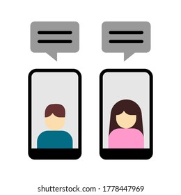 Vector illustration of a person chatting with a smartphone.