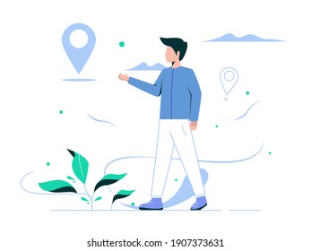 Vector illustration of a Person concept. People will determine the destination for the vacation location.