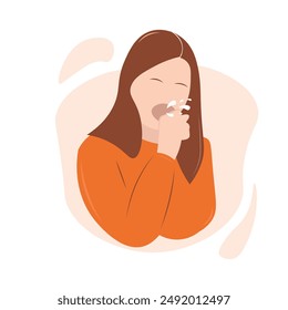 Ilustración vectorial de una persona tosiendo