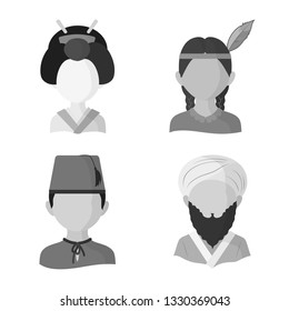 Vector illustration of person and culture icon. Set of person and race  vector icon for stock.