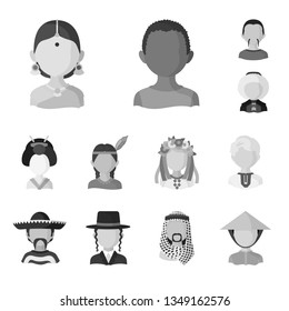 Vector illustration of person and culture icon. Collection of person and race  stock symbol for web.