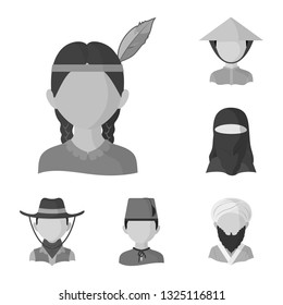 Vector illustration of person and culture logo. Collection of person and race  stock symbol for web.
