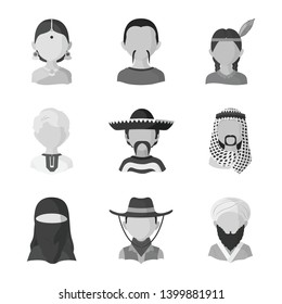 Vector illustration of person and culture logo. Set of person and race  stock vector illustration.