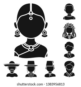 Vector illustration of person and culture sign. Collection of person and race  stock vector illustration.