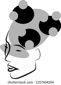 Vector illustration of a person in depressive state of mind. 
Face of a person with mental health problems. 